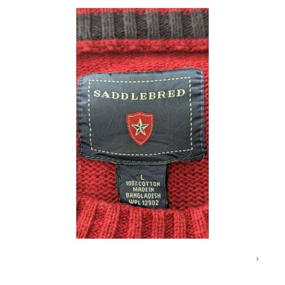 🍷 Saddlebred Men’s 100% Cotton Sweater – Burgundy – Size L- EUC - Picture 4 of 4